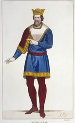 Portret Lotharii II (825-869) Grawerowanie króla Lotaryngii z 1830 r