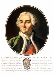 Portret Ludwika Józefa, markiza Montcalm z Saint-Véran (1712-1759). Francuski generał, zginął, próbując bronić Quebecu przed Anglikami. Rycina XIX wieku.