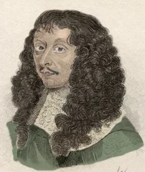 Portret Ludwika II Burbon, księcia Conde (Bourbon-Conde) (Grand Conde) lub księcia Enghien (1621-1686), francuskiego generała. Rycina XIX wieku.