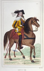 Portret Ludwika XIII (1601 - 1643), grawerowanie króla Francji z 1830 r
