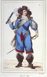 Portret Ludwika XIII (1601 - 1643), grawerowanie króla Francji z 1830 r
