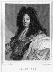 Portret Ludwika XIV (1638 - 1715), króla Francji - w „Histoire des Français” Lavallée, rycina, sd.