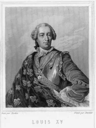 Portret Ludwika XV (1710 - 1774), króla Francji - w „Histoire des Français” Lavallée, rycina, sd.
