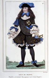 Portret Ludwika de France, księcia Burgundii (1682 - 1712) zwanego „Wielkim Delfinem”. Grawerowanie z 1830 roku.