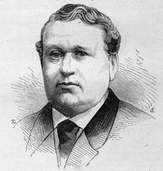 Portret M. Thirona, francuskiego komika, członka Komedii Francuskiej w latach 1852-1889. Grawer w „”Le Monde Illustré””n¡1168 z 16 sierpnia 1879 r.