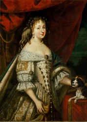 Portret Marii Giovanna Battista di Savoia Nemours (Marie Jeanne Baptiste de Savoie-Nemours) (Savoie Nemours) (1644-1724), żony Carlo Emanuele II (1634-1675) (Charles Emmanuel z Sabaudii) Malarstwo anonimowe. Turyn z XVII wieku, pałac królewski - Portret