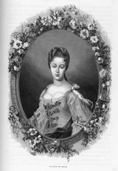 Portret Marie Adelaide (Marie-Adelaide) de Savoie (1685-1712) (Portret Marie Adelaide of Savoy) - 1862 grawerowanie w „”The Queens of the World”” przez naszych pierwszych pisarzy. Książka wydana pod kierunkiem J.G.D. ARMEGENGUDA.
