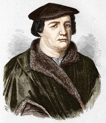 Portret Marcina Lutra, niemieckiego teologa protestanckiego i reformatora.