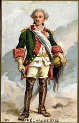 Portret Maurycego, hrabiego Saksonii zwanego marszałkiem saskim (1696-1750), marszałka Francji. Chromolitografia XIX wieku.