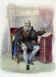 Portret Maksymiliana z Bethune (1560-1641), księcia Sully, francuskiego męża stanu - w „” Le Plutarque francais”” wyd. Mennechet, Paryż