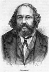 Portret Michaiła Aleksandrowicza Bakunina (1814 - 1876), rosyjskiego anarchisty-rewolucjonisty. Grawerowanie XIX wieku.