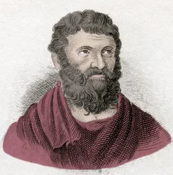 Portret Miltiady (Miltiades) Młodego (540-489 pne), strategii ateńskiej i tyrana Chersonese z Tracji. Rycina XIX wieku.
