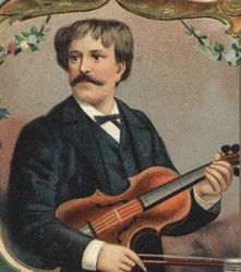 Portret Pablo de Sarasate (1844-1908), z pełnym imieniem i nazwiskiem Pablo Martin Meliton de Sarasate y Navascuez, hiszpański skrzypek i kompozytor.