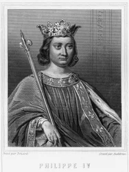 Portret Filipa IV Bela (1268 - 1314), króla Francji - w „Histoire des Français” Lavallée, rycina, sd.