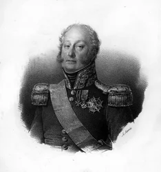 Portret Pierre Claude, hrabiego Pajot, dit Pajol (1772-1844), generała francuskiego, rycina XIX w.