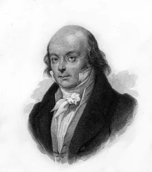Portret Pierre Jean de Beranger (1780 - 1857), francuskiego poety i autora piosenek - rycina z XIX wieku