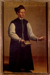 Portret Pietro Aarona (Aron) (1489-1545), teoretyka muzyki włoskiej Anonimowe malarstwo. 16 wiek. Bolonia, Civico Museo Bibliografico