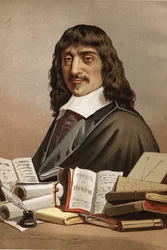 Portret Rene Kartezjusza. 1596-1650. z Science and its Men autorstwa Louisa Figuiera. Barcelona 1881
