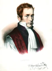 Portret Rene Laenneca (1781-1826) Francuski lekarz Rycina XIX-wieczna kolekcja prywatna