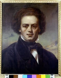 Portret Roberta Schumanna (1810-1856), niemieckiego kompozytora. Obraz anonimowy około 1840 r. Museo Teatrale alla Scala.
