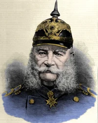 Portret Wilhelma I (1797-1888), króla Prus i cesarza Niemiec. Rycina z końca XIX wieku.