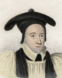 Portret Williama Juxona (1582-1663), angielskiego duchownego i archaicznego z Cantorbery. Rycina XIX wieku.
