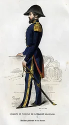 Portret znaku okrętowego francuskiej marynarki wojennej. w „Ogólnej historii marynarki wojennej” Van Tenac