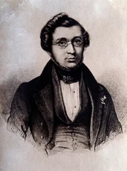 Portret angielskiego kompozytora Adolphe Adama (1803-1856) Grawer. Bolonia z XIX wieku, civico museo bibliografico