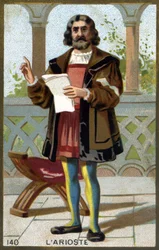 Portret Ariosty (1474 - 1533) lub Ludovico Ariosto. Chromolitografia z końca XIX wieku.