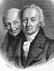 Portret braci Hauy: Abbe Rene Just Hauy (1743 - 1822), francuski mineralog i Valentin Hauy (1745 - 1822), francuski pedagog - w „” Les Contemporains”, b.d. koniec XIX wieku.