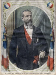 Portret Prezydenta Republiki Francuskiej Emile Loubet (1838-1929) - Grawerowanie w le-pelerin z 1899 roku