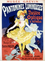 Plakat do codziennego spektaklu „Pantomimy Lumineuses” Teatr Optyczny w Reynaud