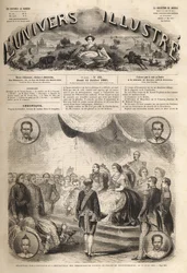 Przyjęcie ambasadorów syjamskich przez cesarza Napoleona III i cesarzową Eugenię w pałacu Fontainebleau, 27 czerwca 1861 - „Reception des ambassadeurs du Siam par Napoleon III et l