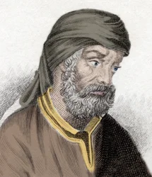 Reprezentacja Kwintusa Septimusa Florensa Tertullianusa zwanego Tertulianem (ok. 150/160- ok. 230/240) teologa i ojca Kościoła. Rycina XIX wieku.