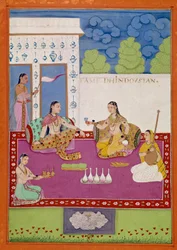 Reprezentacja kobiety z Hindustanu na dworze Szacha Alama. Strona zaczerpnięta z rękopisu opisującego podróże Niccolao Manucci (1639-1717) XVII wiek. Paryż, Holandia