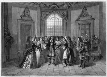 Przedstawienie opery komicznej: Ludwika XIV w „Le roi a dit”” według libretta Edmonda Gondineta (1829-1888) i muzyki Leo Delibesa (1836-1891). Paryż, Theatre de l