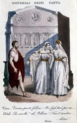 Reprezentacja tłumaczy pierwszej reprezentacji „”La Norma”” Vincenzo Belliniego (1801 - 1835): od lewej do prawej Domenico Donzelli (Pollione), Giuditta Grisi (Adalgisa) i Giuditta Pasta (Norma). 1833.