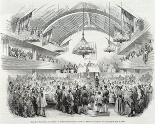 Rewolucja 1848: Sala Braterska, Rue Martel, Prezydent odroczył posiedzenie przy wejściu Komisarza w sali