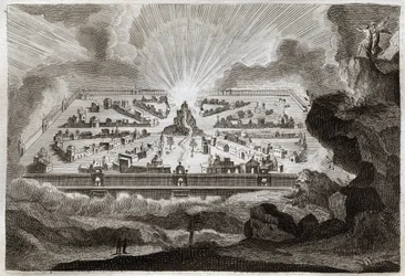 Biblia Royaumont, Nowy Testament: Nowa Jerozolima. Anioł przedstawia św. Jana Nowe Jeruzalem. Ilustracja z 1811 roku.