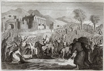 Biblia Royaumont, Nowy Testament: Triumf Jezusa Chrystusa. Wejście Jezusa do Jerozolimy. Ilustracja z 1811 roku.