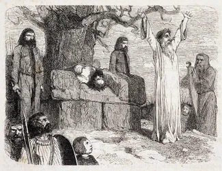Ofiara ludzka przez druidów – w „Antycznej i współczesnej Bretanii” Pitre-Chevaliera (Pitre Chevalier), pod redakcją W. Coqueberta