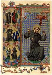 Święty Franciszek z Asyżu otrzymujący stygmaty. początek XX wieku (chromo)
