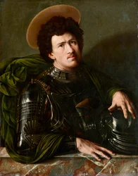""Saint George"" Anonimowy obraz około 1540 - olej na drewnie, wym. 93,5x73,5 cm Muzeum Historii Sztuki, Wiedeń