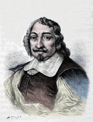 Samuel de Champlain, francuski odkrywca i kolonizator (1567-1635). Kolonizator Kanady. Rycina z 1830 roku po poważnym portrecie autorstwa Moncorneta.