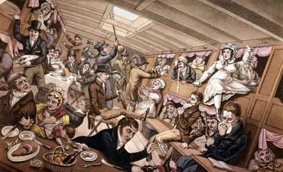 Choroba morska. Ilustracja z początku XIX wieku.