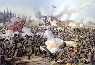 Wojna secesyjna 1861-1865, czyli amerykańska wojna domowa: bitwa o Fort Sanders lub Fort Loudon (Tennessee) 29/11/1863. Rycina. XIX wiek.