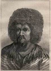 Druga wyprawa (1772-1775) kapitana Jamesa Cooka (1728-1779): portret O-Too (O Too), króla Tahiti - ilustracja zaczerpnięta z „Wielkich marynarzy XVIII wieku”