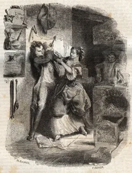 Posmarowała mi twarz, a wszystko to było pyszne - Ilustracja do „wyznań” Jean-Jacques (Jean Jacques) Rousseau (1712-1778) - grawerunek z 1849 r.