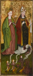 Św. Barbara i św. Walenty z Casparem von Laubenberg i jego synami, ok. 1450 (tempera i olej na desce)