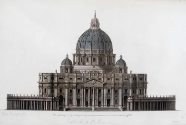 Bazylika św. Piotra w Rzymie do Watykanu (San Pietro in Vaticano). W „”Stary i nowoczesny kostium”” 1819-1820, autorstwa Julesa Ferrario.